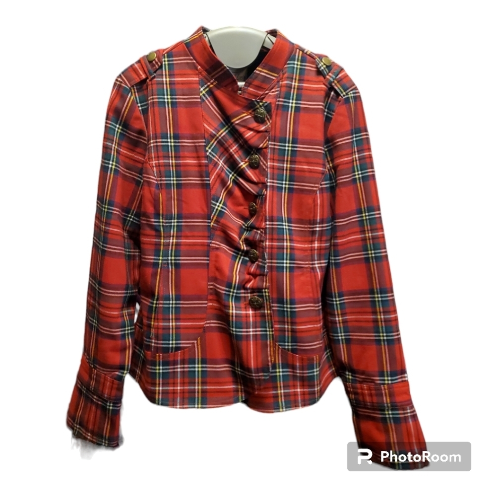 Red Plaid Blazer Jacket by Casual Living sz M